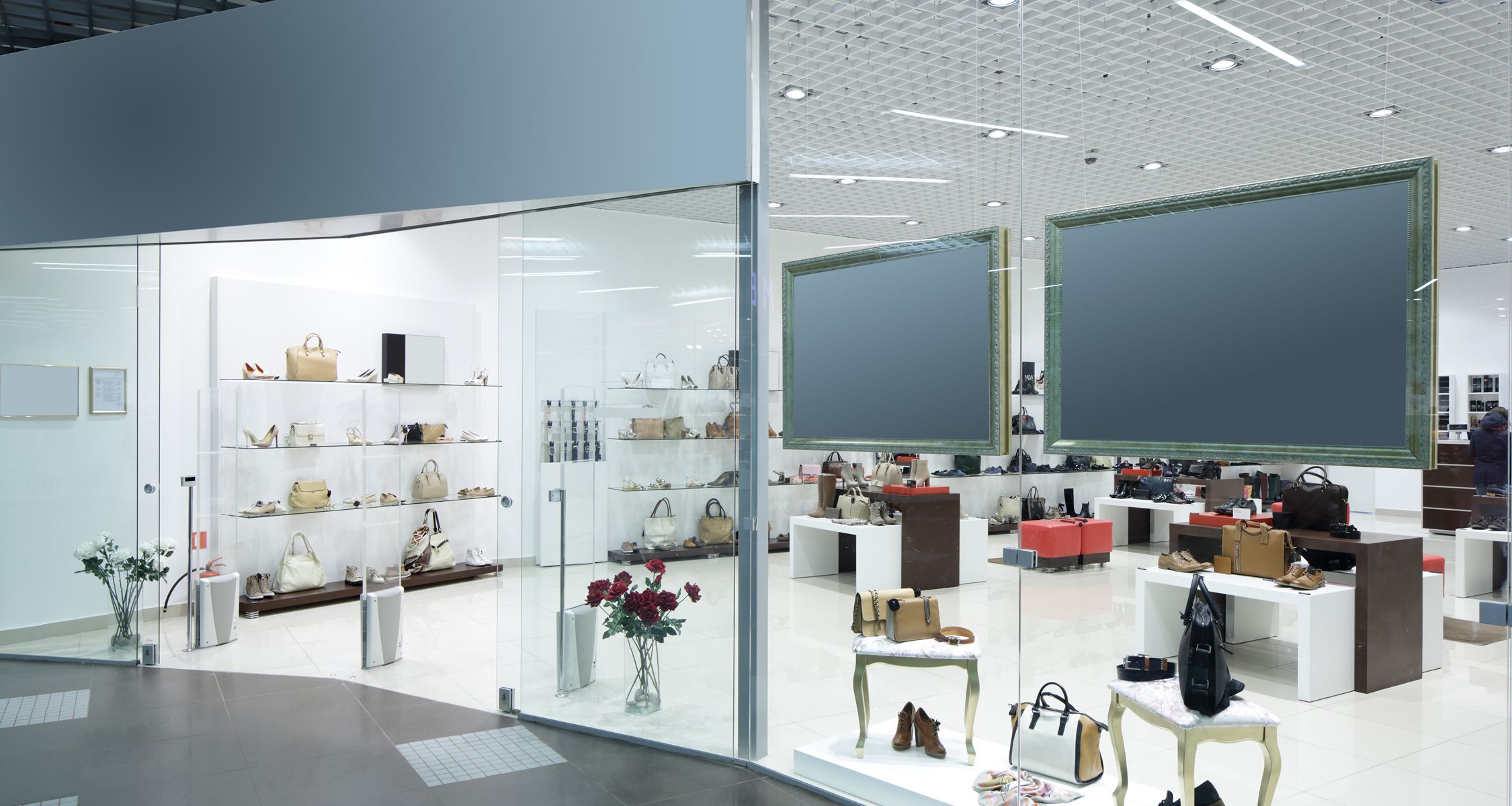 Retail store, large windows, security, surveillance, access control